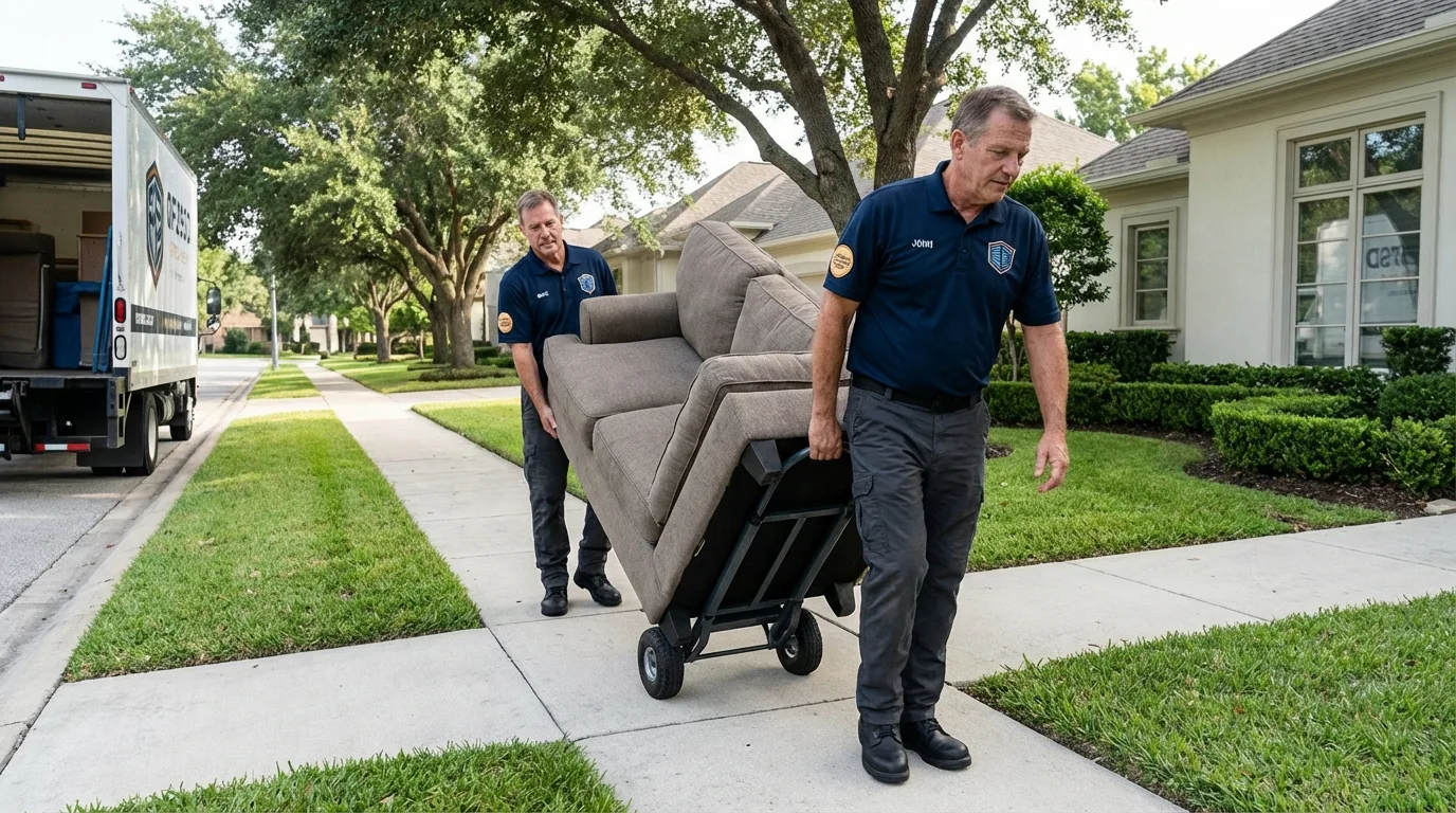 Local residential moving crew loading furniture in Monticello, NY